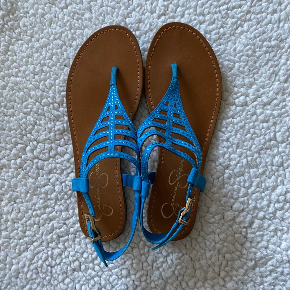 Jessica Simpson Blue Rhinestone Sandals